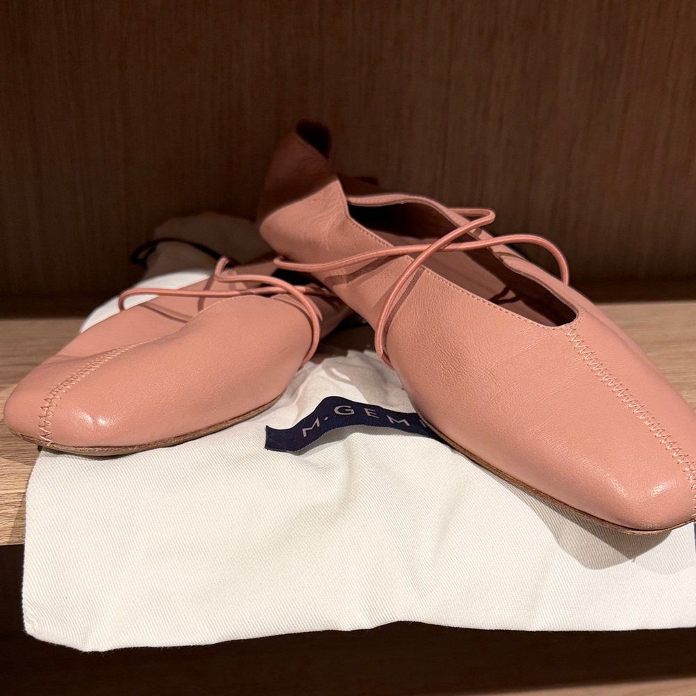 M. Gemi Blush Pink Leather Ballet Lace-Up Flats